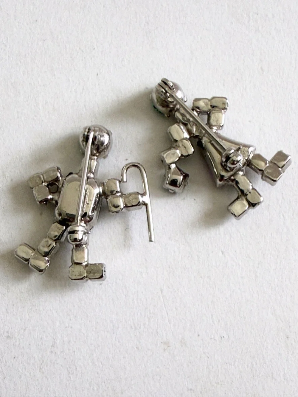 Vintage Unsigned Rhinestone Twins Figural Brooch Set of Two